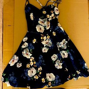 Velvet blue floral dress